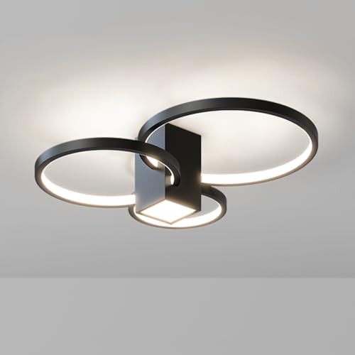 Lámpara de techo de mediados de siglo con acabado negro mate e iluminación circular LED