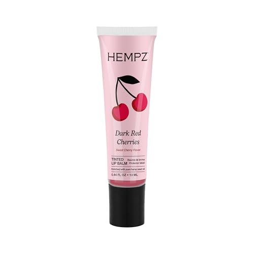 Hempz Cherry Tinted Lip Balm hydrating gloss for dry cracked lips Dark Red Cherries .44 fl.oz.