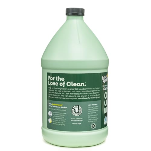 Instant Power Eco Clog Preventer - Enzyme Drain Cleaner Liquid and Deodorizer for Sink, Shower, Toilet, Garbage Disposal Cleaner, Bio-Based Drain Defense, Smell Remover and Odor Eliminator - 1 Gallon