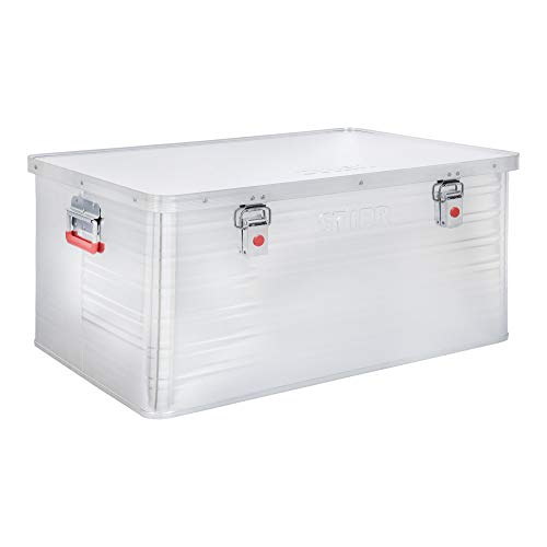 STIER Alubox, Aluminiumbox 135L, Staub- und spritzwasserresistent mit Gummidichtung und 2 Klapphandgriffen, Alukiste mit Spannverschluss, zuverlässige geruchsneutrale Aufbewahrung - 9