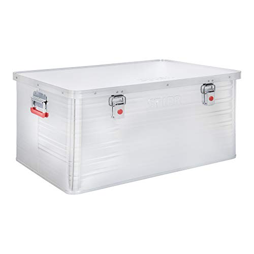 STIER aluminum box, aluminum box 135L, dust and splash water resistant with rubber seal and 2 folding handles, aluminum box with latch, reliable, odorless storage