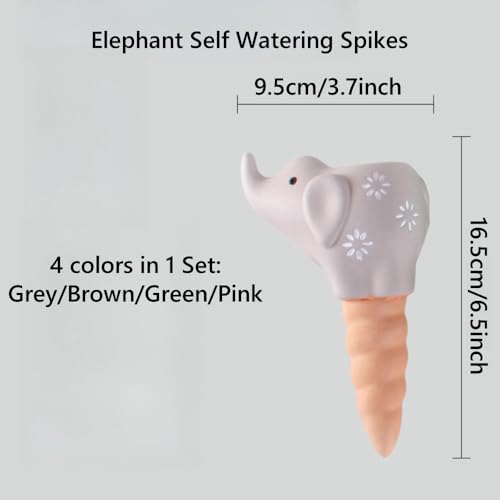 QinSuiKai 4 Pack Elephant Shape Terracotta Watering Spikes, Plant Watering Globes(Up to 7 Days of Watering), Automatic Plant Waterer for Indoor Outdoor Plants - Thumbnail 3