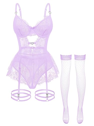 Image of Foxiny Sexy Lingerie Set 3 Piece Women Corset Bodysuit