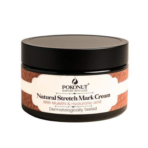 Image of Pokonut Ayurvedic Stretch Mark Cream | Improves appearance of Fresh and Mature Stretch Marks | Infused with Hyaluronic Acid & Rosehip Oil | Natural and Cruelty-Free (50 gm, Pack of 1)