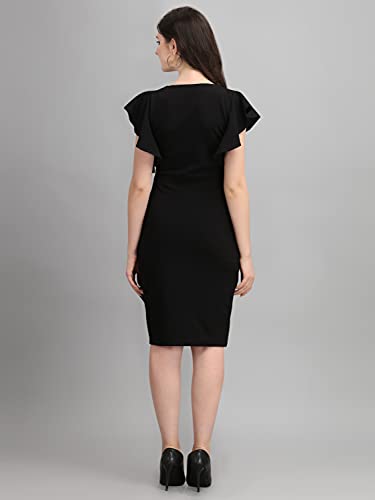 Image of Sheetal Associates Women's Short Sleeve V-Neck Bodycon Casual Mini Dress