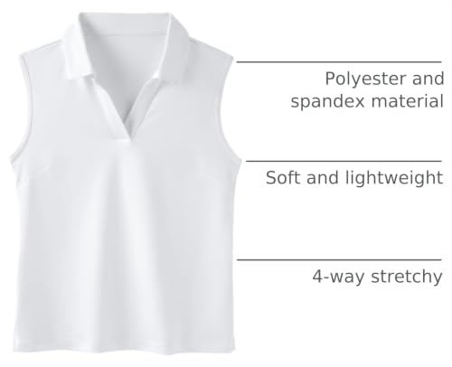Image of Girls Golf Polo Shirts Sleeveless V Neck Shirts for 5-12 Years
