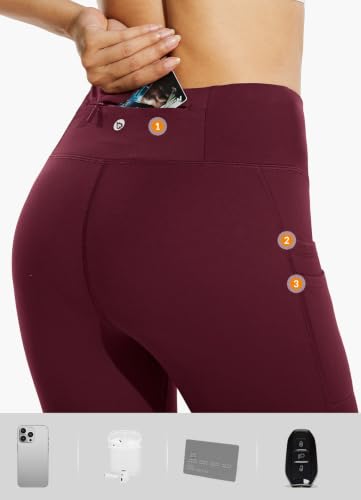 Image of baleaf Women's Fleece Lined Leggings Thermal Warm Winter Tights | 25 inch /27 inch, Water Resistant, Pockets, Running, Hiking, Yoga, Skiing, Travel, for Cold Weather, Leggings for Women