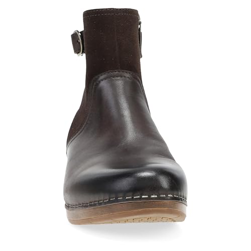 Image of Dansko Monique Women's Equestrian-Inspired Ankle Bootie -Leather & Suede Low-Heel Boot with Classic Hardware and All-Day Comfort & Support