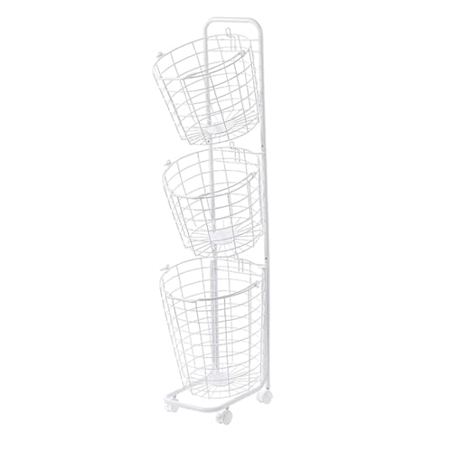 AErosx 3 Tier Laundry Basket, Rolling Wire Laundry Basket with 4 Wheels and 3 Removable Hamper, Metal Luandry Cart for Room Organizer, Garment Laundry and Storage(White)