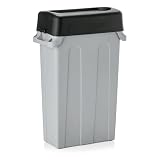 MUVELL Cubo de basura – 75 litros + variantes de tapa | 3,6 kg | Cubo de basura gris, cubo de basura para cocina, cubo de basura Gastro, contenedor de basura, 56,5 x 27,9 x 76 cm (con tapa basculante)