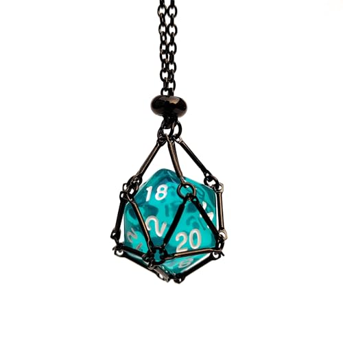 Interchangeable D20 Dice Holder Necklace - Black Empty Cage - DND Gift