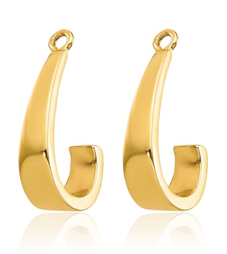 14K Solid Yellow Gold J Hoop Earring Jackets for Studs3