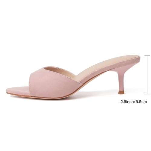 Image of Mostrin Kitten Heels for Women Pointed Toe Vintage Mules Heels Sexy Slip on Stiletto Backless Sandals for Party Wedding Daily
