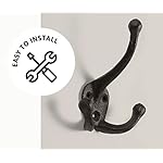 Ambipolar 5-Pack TriLeg Coat Hooks. Wall Mounted, Heavy Duty Decorative Black Wall Hooks for Mudroom, Hat Rack, Purse Hooks. Cast Iron Decorative ‎Antique Black Hooks - Image 4