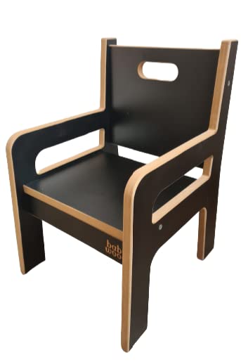Babywood Tafel en stoel voor kinderen, kinderbureauset met stoel van hout, veilige speeltafelset (zwart