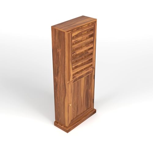 Image of Solid Sheesham Wood Foldable Study Table with Bookshelf & Storage Cabinet | Rosewood Study Desk for Home & Office (A-Honey Finish)