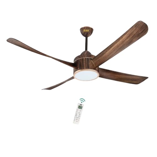 KUHL Platin D4 1500 mm Stylish 65% Power Saving BLDC Ceiling Fan with Remote | Down Light | 38W | BEE 5 Star | Low Noise | IoT – Operate via Mobile & Alexa | Reverse Mode | Free Installation | Teak