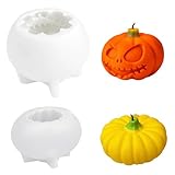 Pumpkin Candle Mold, 2 Pack Halloween Silicone Molds for Candles, Fall Candle Molds, Gothic Ghost Pumpkin and Chubby Design, Reusable Non-Stick Candle Making Kit