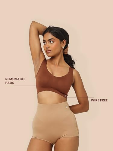 Image of Krvvy Ultrasoft Bralette | Wireless and Seamless Everyday Bra for Women | Full Coverage Slip-On Bralette with Removable Pads | Lightweight Comfort Fit