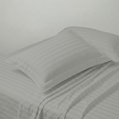 Image of LINENWALAS Cotton 300 TC Standard Size Pillow Cover | 2 cm Sateen Stripe Design | Cloud-Soft, Breathable & Skin-Safe | Oeko-TEX Certified Hotel-Style Bedding (18x28 inch, Set of 2, Silver Grey)