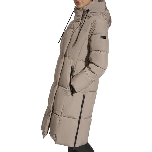 Image of DKNY Women's Hooded Long Down Alternative Puffer Jacket, Black, Large