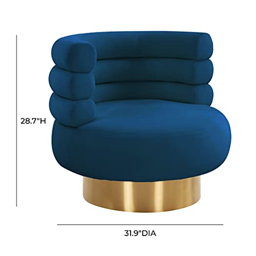 Sillón giratorio terciopelo azul marino miniatura 3