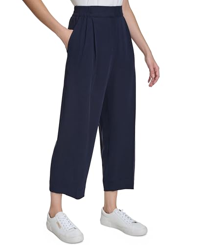 Calvin Klein Womens Elastic Waistband Workwear Cropped Pants Navy XS3