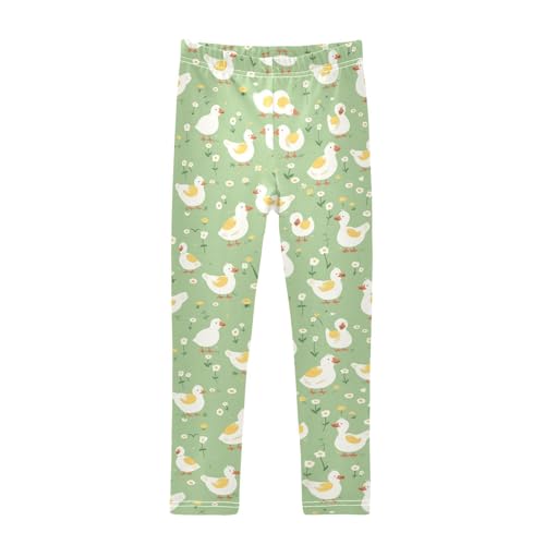Cartoon Ducks Girls' Leggings Toddler Doodles Cute Kids Yoga Pants Dance Active Tights 4T