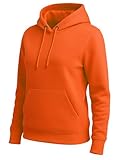 URBAN BUCK Womens Neon Hooded Pullover Sweatshirt Casual Long Sleeves High Visibility Lightweight Athletic Running Orange Eulene Fleece Hoodie (XXL)