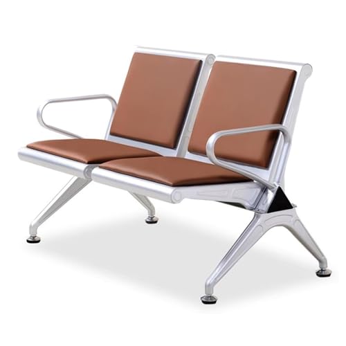 Conjunto de Silla de recepción de cuero sintético marrón, elegante sofá de 2 plazas con reposabrazos