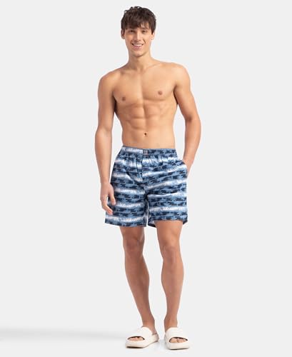 Image of Jockey US57 Men Super Combed Mercerized Cotton Woven Printed Boxer Shorts with Side Pockets (Prints May Vary)