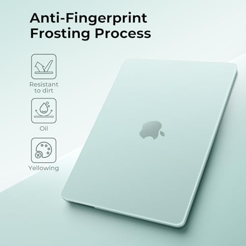Image of EooCoo for MacBook Air 13 inch Case M5 /M4 /M3 /M2 2026-2022, Matte Sage Green | Scratch Resistant, Fit for Air 13.6 inch, Hard Shell, Keyboard Cover, Screen Film & Type-C Included, A3449 /A3240 /A3113 /A2681