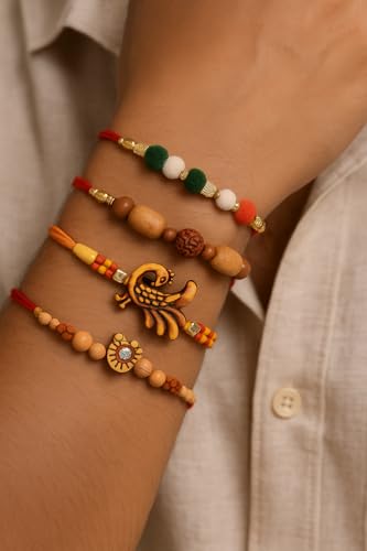 Image of Combo Of 4 Rakhis for Brother, Bhabhi and Kids.