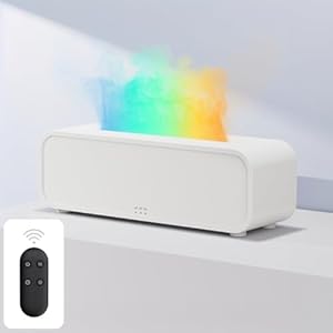 LOAMLIN Dream Color Flame Diffuser Humidifier, Music Sync Ultra-Quiet Aroma Essential Oil Diffuser, 250ml Aromatherapy Mist Humidifier with Auto-Off, Timeable for Bedroom, Home, Office(White)