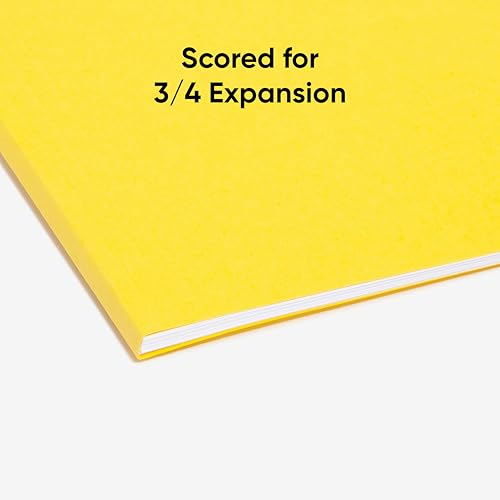 Image of Smead FasTab Hanging File Folder, 1 /3-Cut Built-in Tab, Letter Size, Yellow, 20 Count (64097)