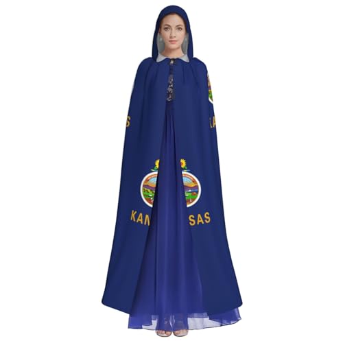 Cape à capuche drapeau du Kansas pour déguisement de magicien et vampire cosplay