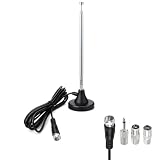 Minadax Radio & TV Teleskop Antenne – Digitale und Analoge Empfangsantenne mit Magnetfuß, 3 Adaptern und 3 m Kabel - DVB-T/T2, DVB-C, FM und DAB