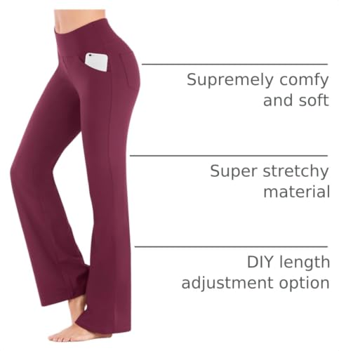 Image of Yoga Pants Women High Waist Workout Bootcut Flare Leggings with Pockets