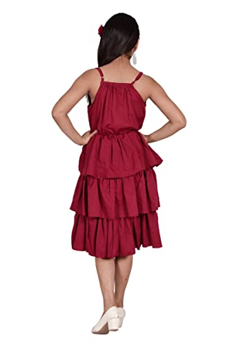 Image of Knee Length Crepe Layered Sleeveless Dress for Girls