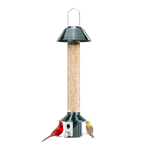 Roamwild PestOff 2.0 Squirrel Proof Wild Bird Feeder Mixed Seed Sunflower Heart Version - GREEN - HUGE 4LBS SEED CAPACITY – 26”x8”x8” (w/hanger)