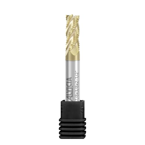 Image of 3 /8 inch Roughing End Mill 4 Flute Tungsten Carbide Milling Cutter Bits | ZrN Coating, for Alloy Steels, Hardened Steels