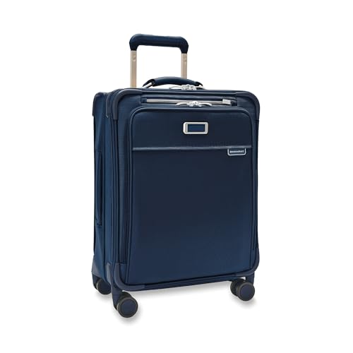Briggs & Riley Global 21' Carry On Expandable Spinner - Luggage for International Travel, Suitcases with Wheels, Softside Rolling Bag for Men & Women, Self-Repairing Zipper - Baseline Collection, Navy