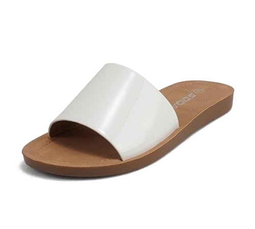 Image of Soda Shoes Efron-S Women Flip Flops Basic Plain Slippers Slip On Sandals Slides Casual Peep Toe Beach