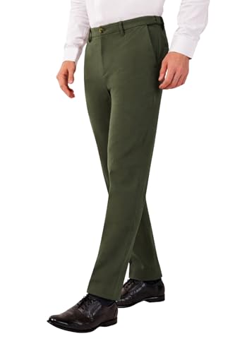 Image of SaintX Men's Premium 4-Way Comfort Stretch Formal Trousers | Smart Sweat Wicking Wrinkle Free Fabric | Smarter Techno Flex Expandable Waistband | Stylish Slim Fit | Daily Office Wear