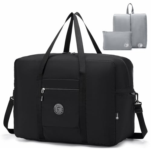 SPAHER Reisetasche Handgepäck Tasche 55x40x23 Lufthansa Wizzair Eurowings Leichte Reisetasche Groß Faltbare 50L wasserdichte Tasche Flugzeug Travel Duffle Bag Cabin Bag Weekender Damen Herren