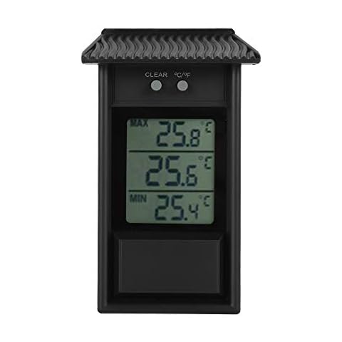 Awmark Digital Greenhouse Thermometer IP45 Waterproof Digital Display Max Min Greenhouse Thermometer Battery Operated Thermometer for Indoors Outdoors Home Garden Greenhouse(black) Cover