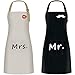 Mr. & Mrs. - 2 Pezzi Regolabile Grembiule Con Tasche Chef Di Cucina Con 2 Tasche Per Gli, Ideale Come Regalo Per Fidanzamenti, Matrimoni, Anniversari E Matrimoni, Per Donna E Uomo Con, Nero & Cachi