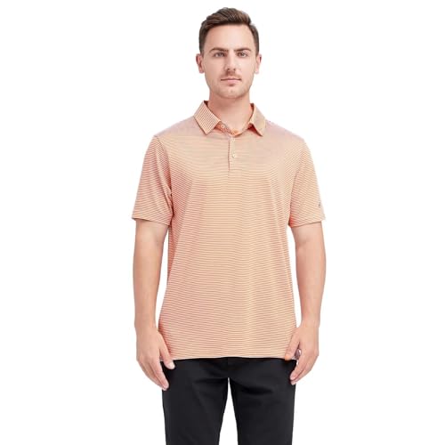 Image of Men's Golf Polo Shirts Short Sleeve Striped Performance Moisture Wicking Dry Fit Golf Shirts for Men