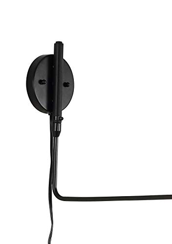 Image of JONATHAN Y Frank 1-Light Wall Sconce Swing Arm Metal 35 inch, Black /Brass Gold | Mid-Century Modern, Adjustable Bowl Shade, Retro, Plug-In, Down Light, LED Bulb Included