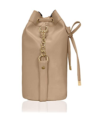 Image of KLEIO Leather Bucket Sling Bag for Women with Drawstring Closure & Single Compartment | Elegant Cross Body Bag for Girls | Spacious Bag for Girls Suitable for Casual Occasions & Everyday Use